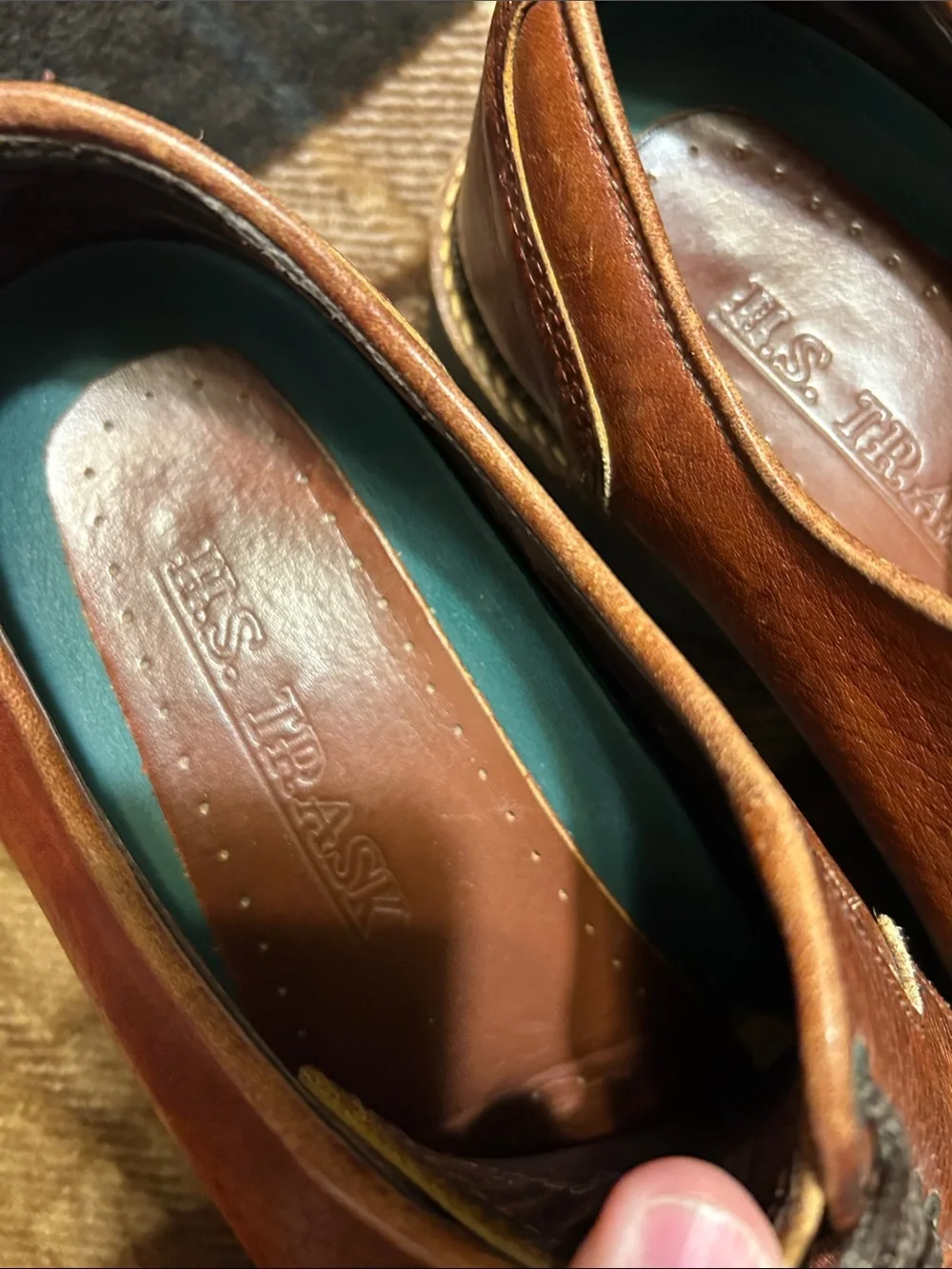 Men's Leather Derby Shoes in Cognac Brown